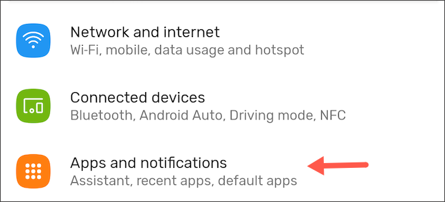 Przejdź do aplikacji i powiadomień w ustawieniach Androida