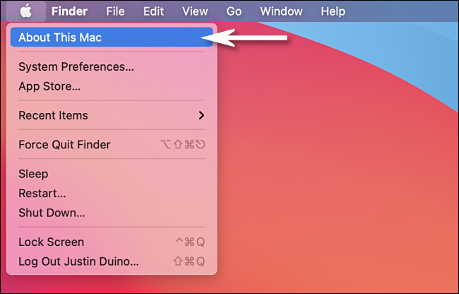På en Mac skal du klikke på Apple-menuen og vælge 