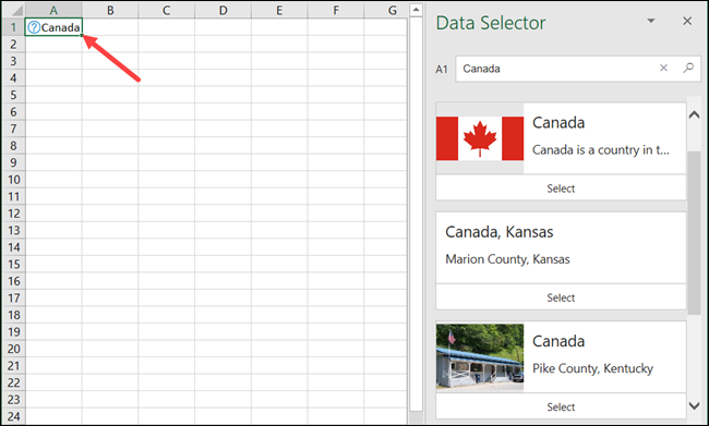 Канада в географии Excel 