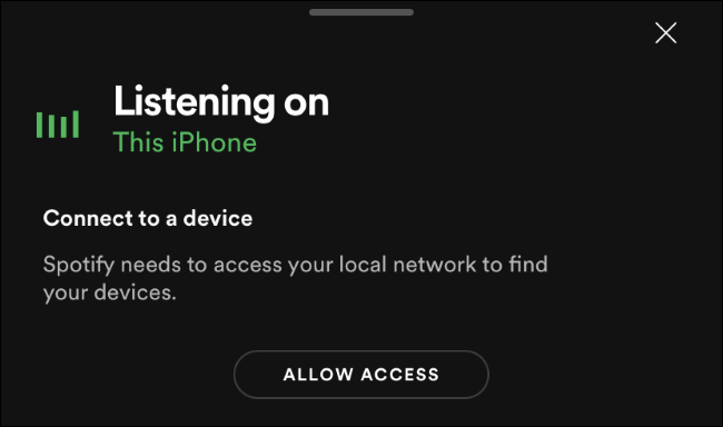 Spotify demande de scanner le réseau local sur un iPhone