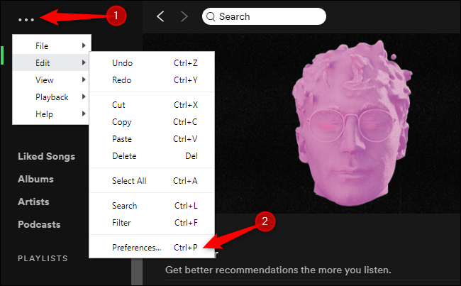Menü > Bearbeiten > Einstellungen in Spotify unter Windows 10.“ width=”650″ height=”403″ onload=”pagespeed.lazyLoadImages.loadIfVisibleAndMaybeBeacon(this);” onerror=”this.onerror=null;pagespeed.lazyLoadImages.loadIfVisibleAndMaybeBeacon(this);”></p>
<p>Scrollen Sie auf der Seite „Einstellungen“ ganz nach unten und klicken Sie auf die Schaltfläche „Erweiterte Einstellungen anzeigen“.‘</p >
<p><img decoding=