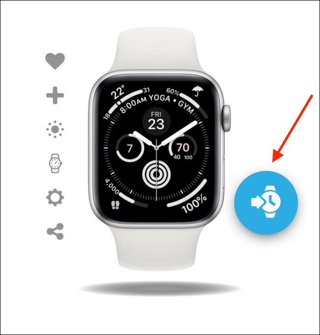 Toque el botón Agregar desde la esfera del reloj en la aplicación Facer