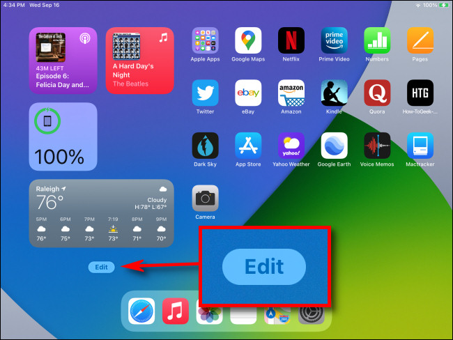 În partea de jos a Vizualizării astăzi pe ecranul de pornire al iPad-ului, atingeți butonul 