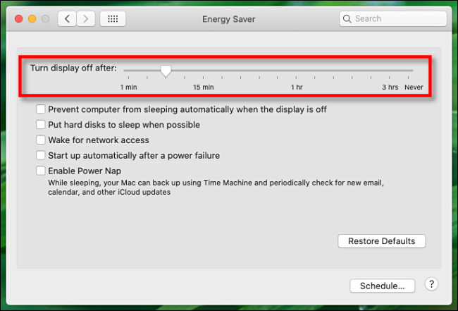 Suwak wyświetlacza Mac Energy Saver