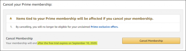 anuluj wersję próbną Amazon Prime