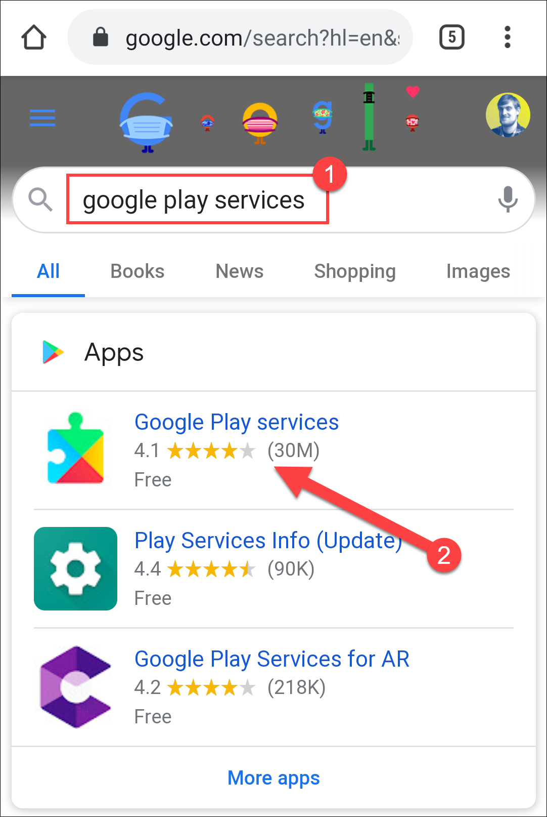 ricerca nei servizi di Google Play