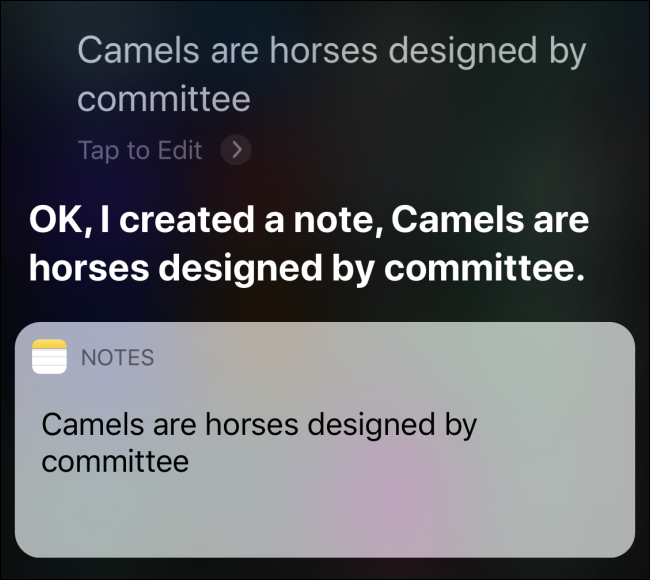 Poproszenie Siri o utworzenie notatki na iPhonie