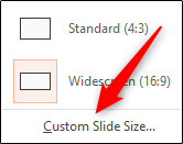 Пользовательский размер слайда