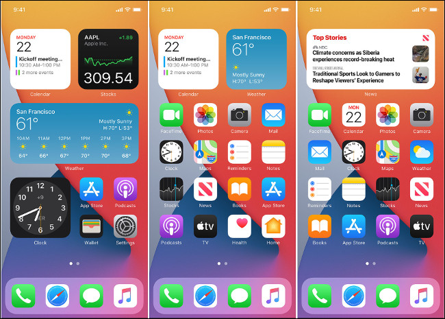 Widgets en la pantalla de inicio de iOS 14