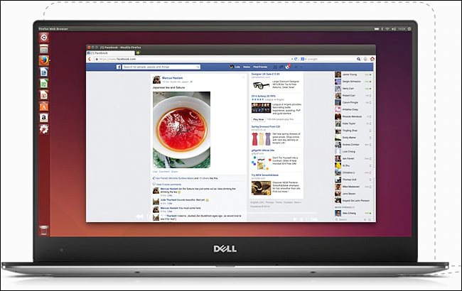 L'ordinateur portable Dell XPS 13 Developer Edition montrant un bureau Ubuntu.