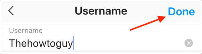Унесите своје ново Инстаграм корисничко име, а затим додирните 