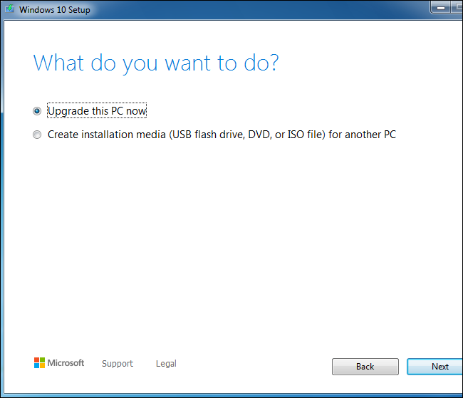 Użycie narzędzia konfiguracji systemu Windows 10 do uaktualnienia systemu Windows 7.