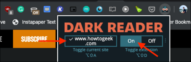 Haga clic para activar el modo oscuro en Chrome