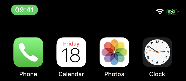 La barra verde en un iPhone más nuevo indica que una llamada está activa. 