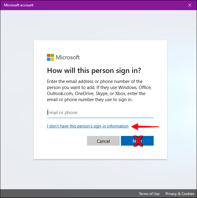 Windows 10 non dispone di informazioni di accesso