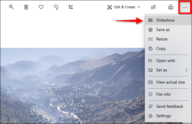 Usar presentación de diapositivas en la aplicación Fotos de Windows 10