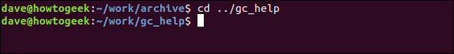 The "cd ../gc_help" command in a terminal window.