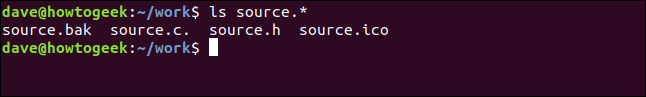An "ls source.*" command in a terminal window.