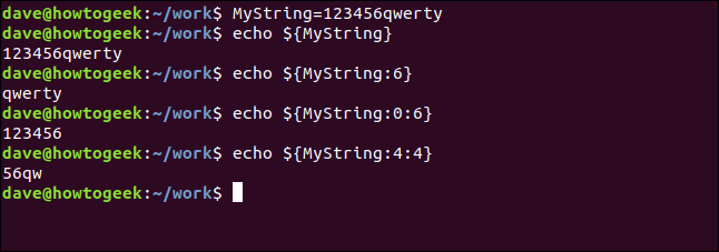 A "MyString=123456qwerty" command in a terminal window.