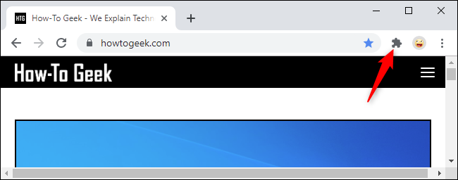 Botón de menú de extensiones en la barra de herramientas del navegador de Chrome