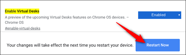 Damit die Änderungen wirksam werden, müssen Sie Ihr Chromebook neu starten.  Klicken Sie auf das Blau 
