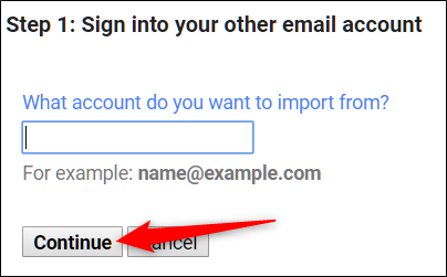 Введіть адресу електронної пошти, з якої потрібно перенести електронні листи, а потім клацніть 