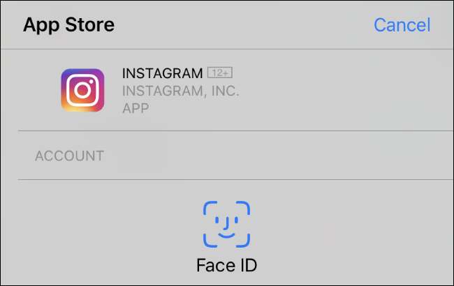 Richiesta di Face ID per l'installazione di un'app su un iPhone XR.