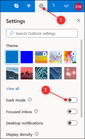 Il pannello Impostazioni di Outlook con l'estensione 