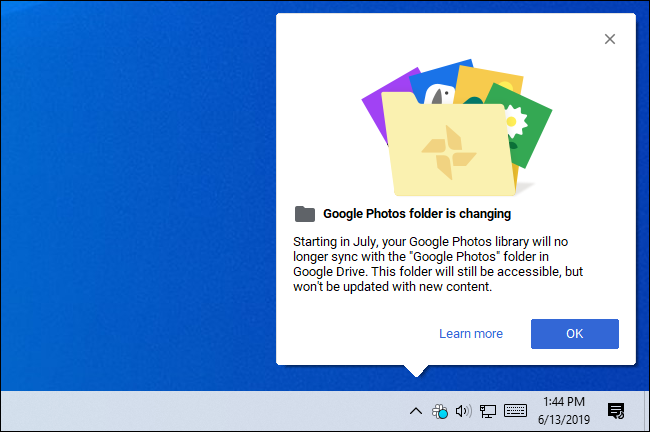 Le dossier Google Photos modifie le message de Google Backup and Sync