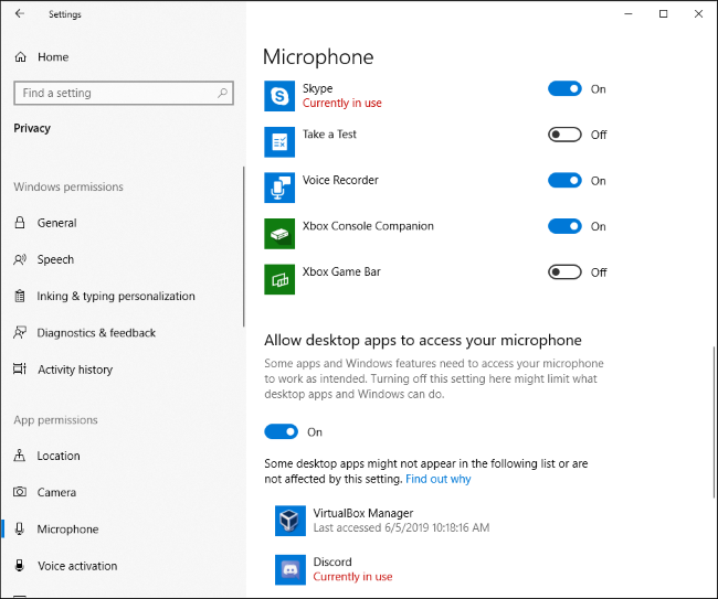Quali app stanno attualmente utilizzando il tuo microfono nell'app Impostazioni di Windows 10