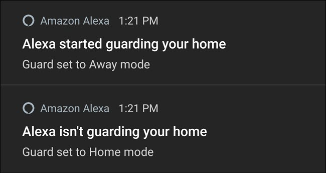 Уведомления Alexa включают и выключают защиту.