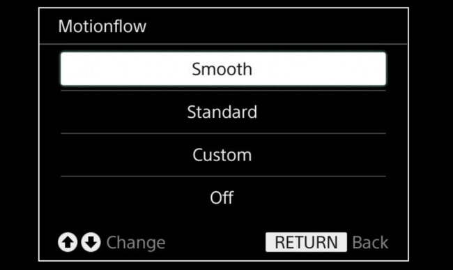 Options Motionflow sur un téléviseur Sony