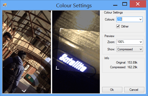 PNGoo compresser sans perte images png captures d'écran paramètres de couleur