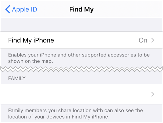 Найдите параметры «Мой iPhone» в приложении «Настройки» iPhone.