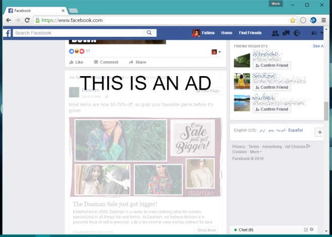 Resaltador de anuncios de Facebook