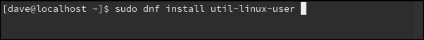sudo dnf install util-linux-user w oknie terminala