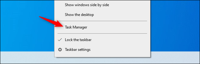 Abrir el Administrador de tareas desde la barra de tareas.