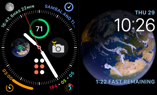 infografika i astronomia twarze na zegarku Apple