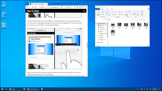 Рабочий стол Windows 10 с приложением Windows