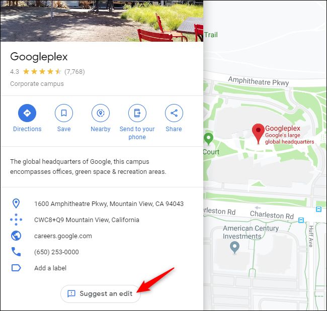 Suggerisci un pulsante Modifica in Google Maps