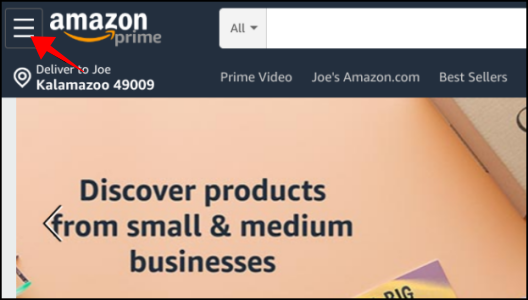 Page d'accueil d'Amazon Prime