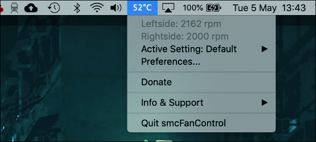 smcFanControl pour macOS avec affichage de la température