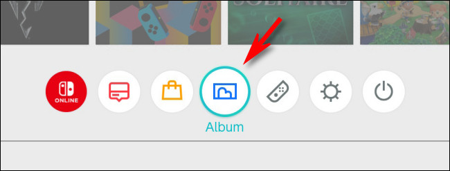 Sur l'écran Switch HOME, sélectionnez l'icône Album.