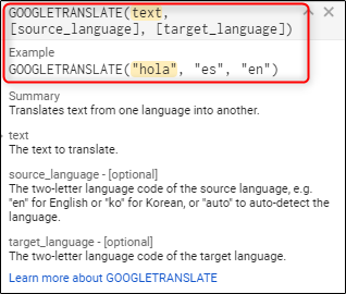 Formule Google Traduction