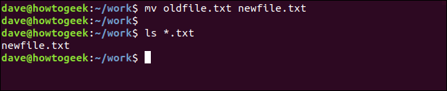 mv oldfile.txt newfile.txt en una ventana de terminal