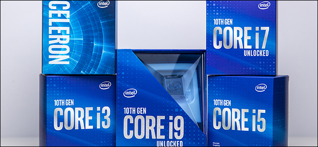 Pięć pakietów Intel Comet Lake dziesiątej generacji.