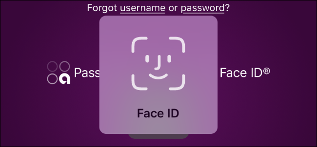 Richiesta di Face ID per un'app di banking online su un iPhone.