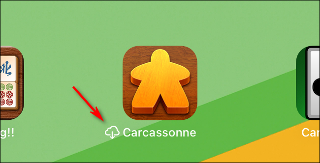 Um ícone de download do iCloud ao lado do 