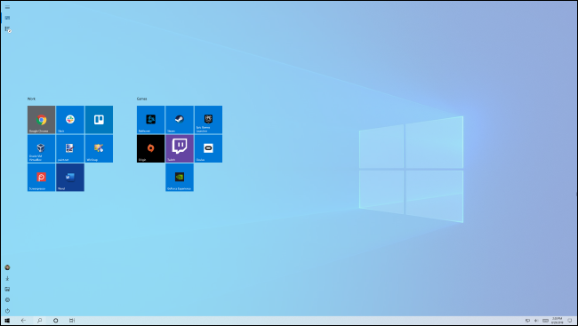 Pantalla de inicio en el modo tableta de Windows 10