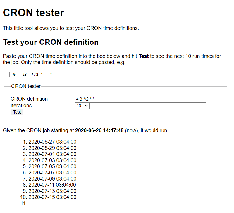 Cron example